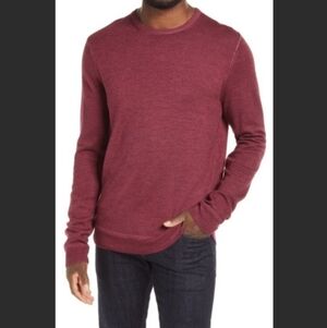 Nordstrom Signature  Merino Wool Sweater Garment Dye Crewneck Burgundy Red L